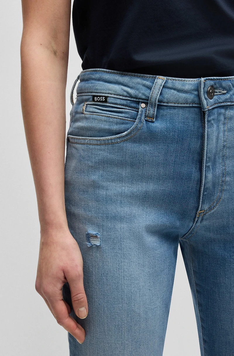 Slim-fit jeans washed blue stretch denim