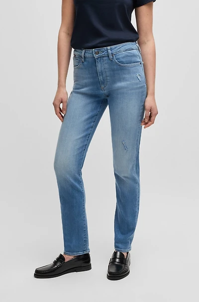 Slim-fit jeans washed blue stretch denim