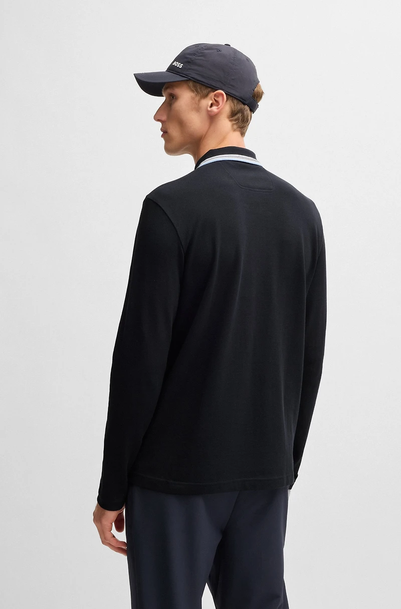 Long-sleeved polo shirt cotton piqu
