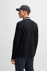Long-sleeved polo shirt cotton piqu