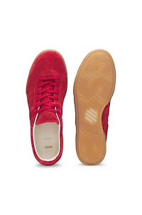 Suede lace-up trainers with logo detail