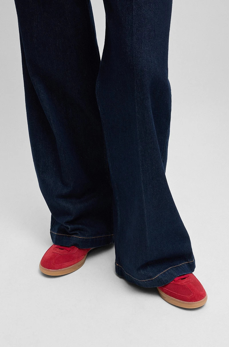 Suede lace-up trainers with logo detail