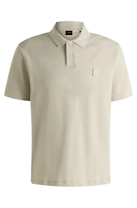 Slub cotton-linen polo shirt with logo badge