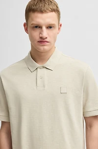 Slub cotton-linen polo shirt with logo badge
