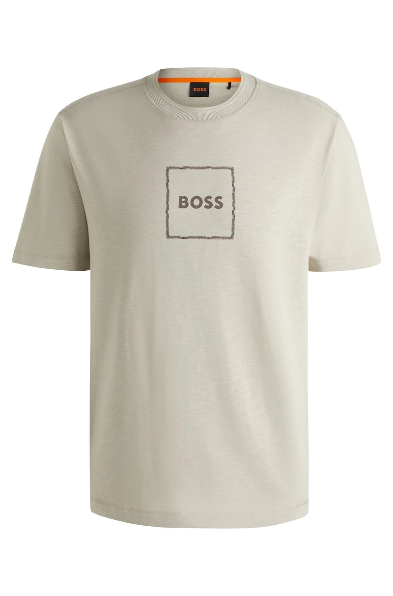 Slub-cotton T-shirt with logo print