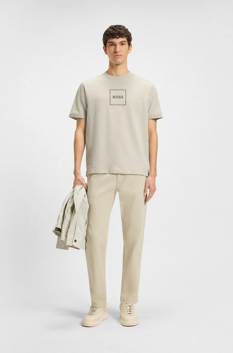 Slub-cotton T-shirt with logo print