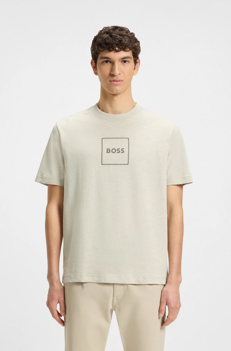 Slub-cotton T-shirt with logo print