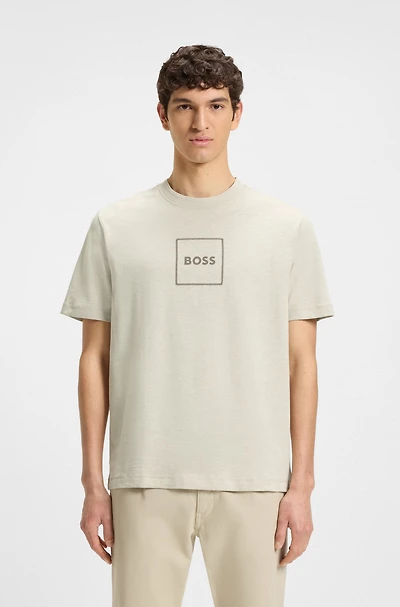 Slub-cotton T-shirt with logo print