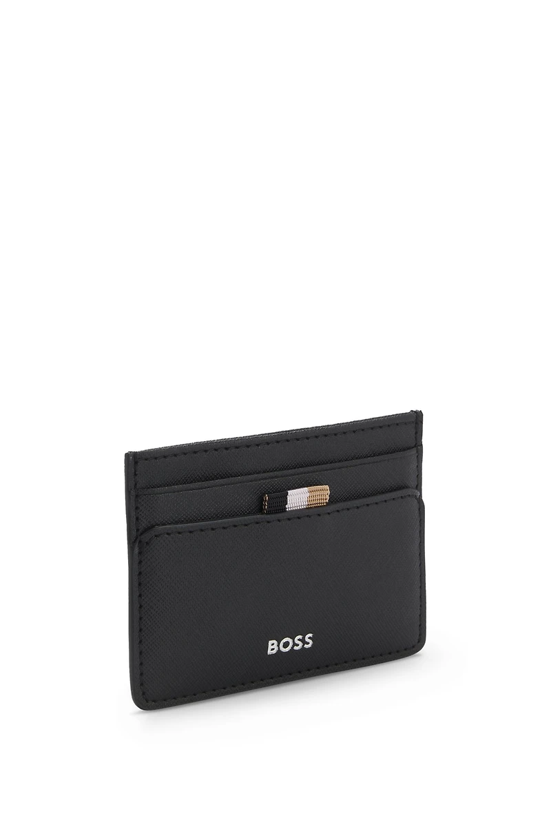 Card holder with foil-embossed logo