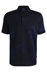 Mercerized-cotton polo shirt with floral jacquard