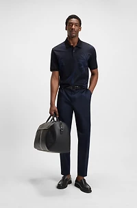 Mercerized-cotton polo shirt with floral jacquard