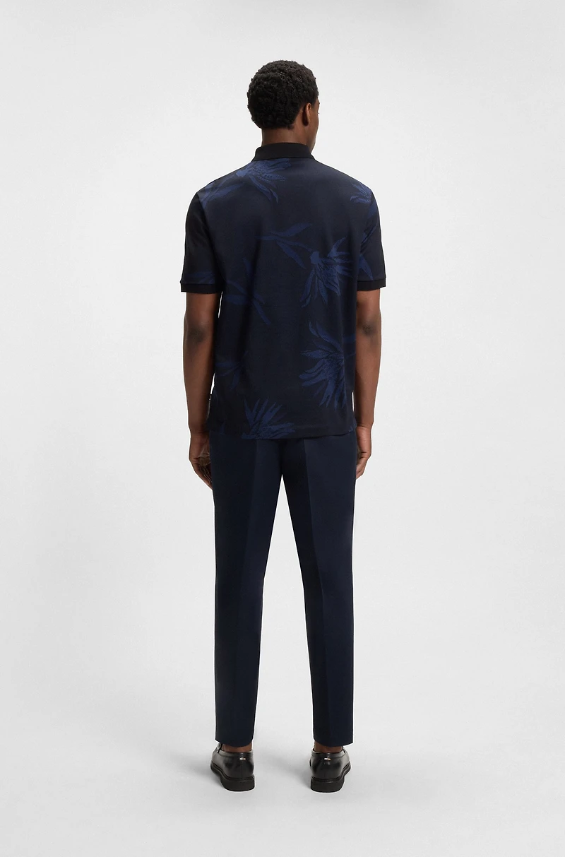 Mercerized-cotton polo shirt with floral jacquard