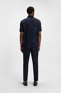 Mercerized-cotton polo shirt with floral jacquard