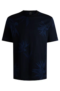 Mercerized-cotton T-shirt with floral jacquard