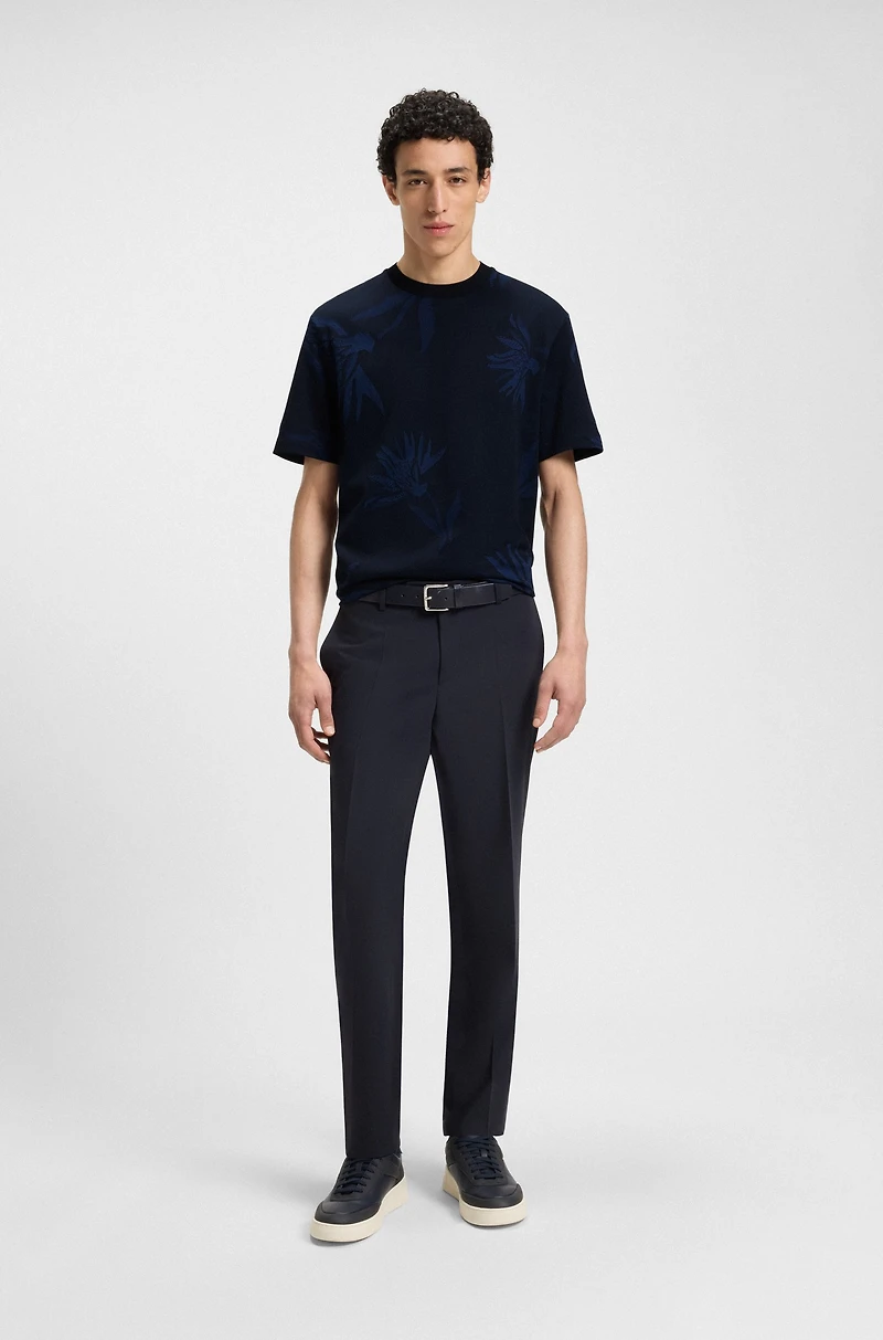 Mercerized-cotton T-shirt with floral jacquard