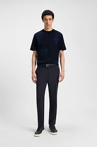 Mercerized-cotton T-shirt with floral jacquard