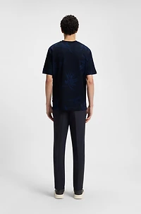 Mercerized-cotton T-shirt with floral jacquard