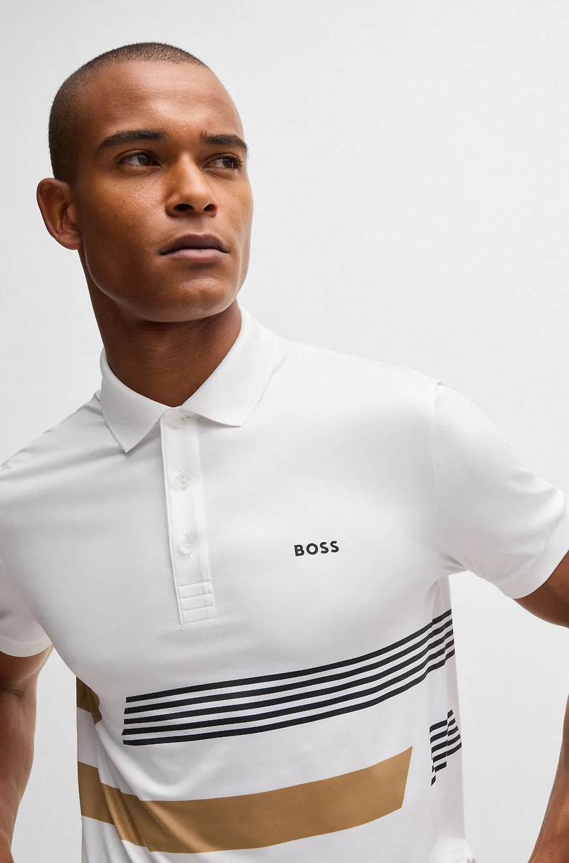 Paddy stretch-jersey polo shirt with stripe print