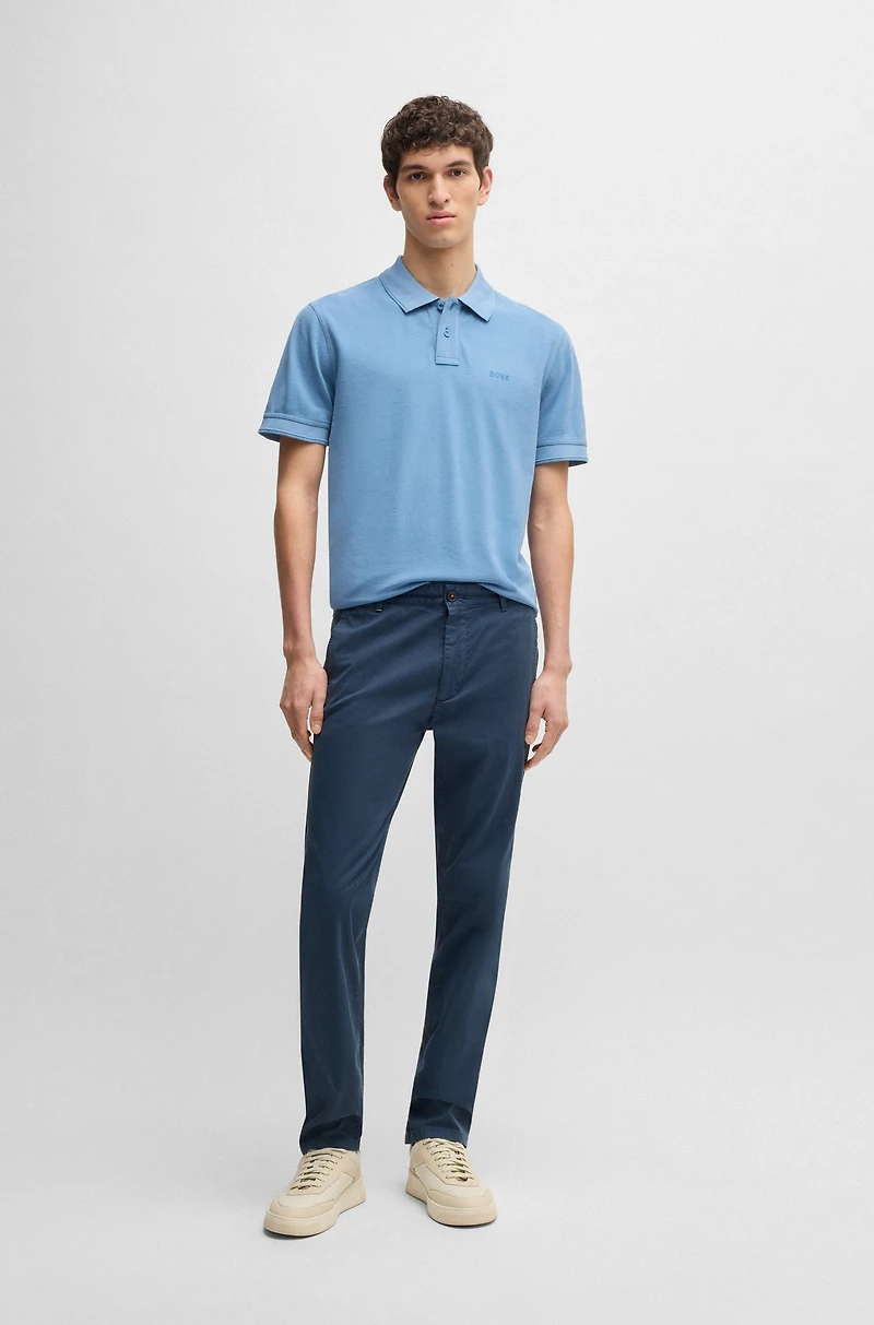 Slim-fit trousers micro-printed stretch cotton