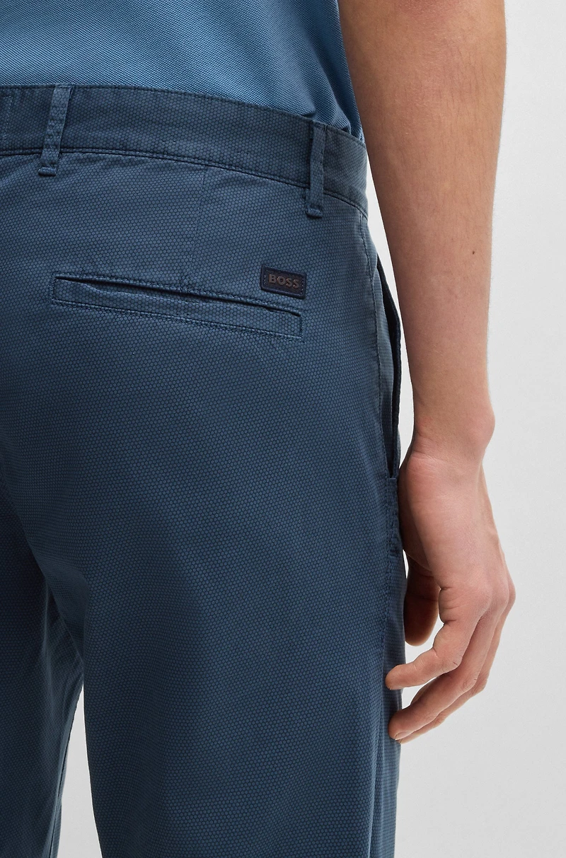 Slim-fit trousers micro-printed stretch cotton