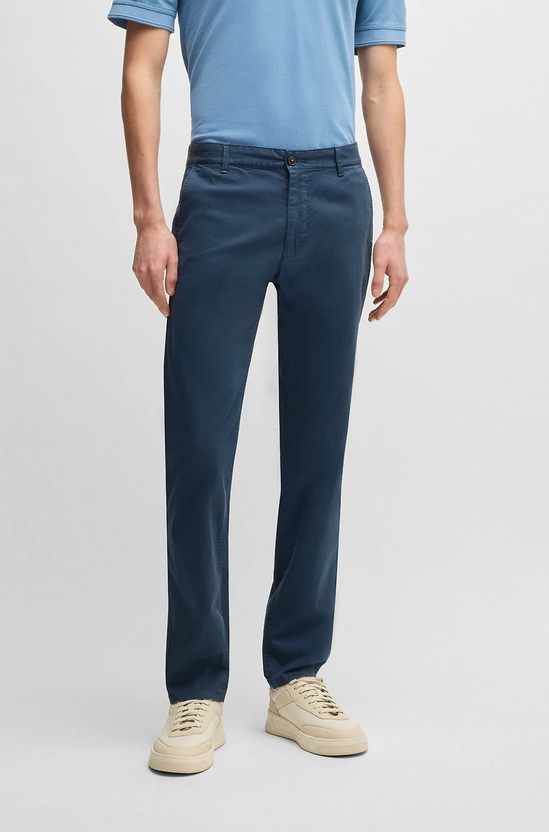 Slim-fit trousers micro-printed stretch cotton