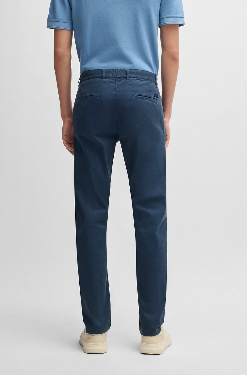 Slim-fit trousers micro-printed stretch cotton