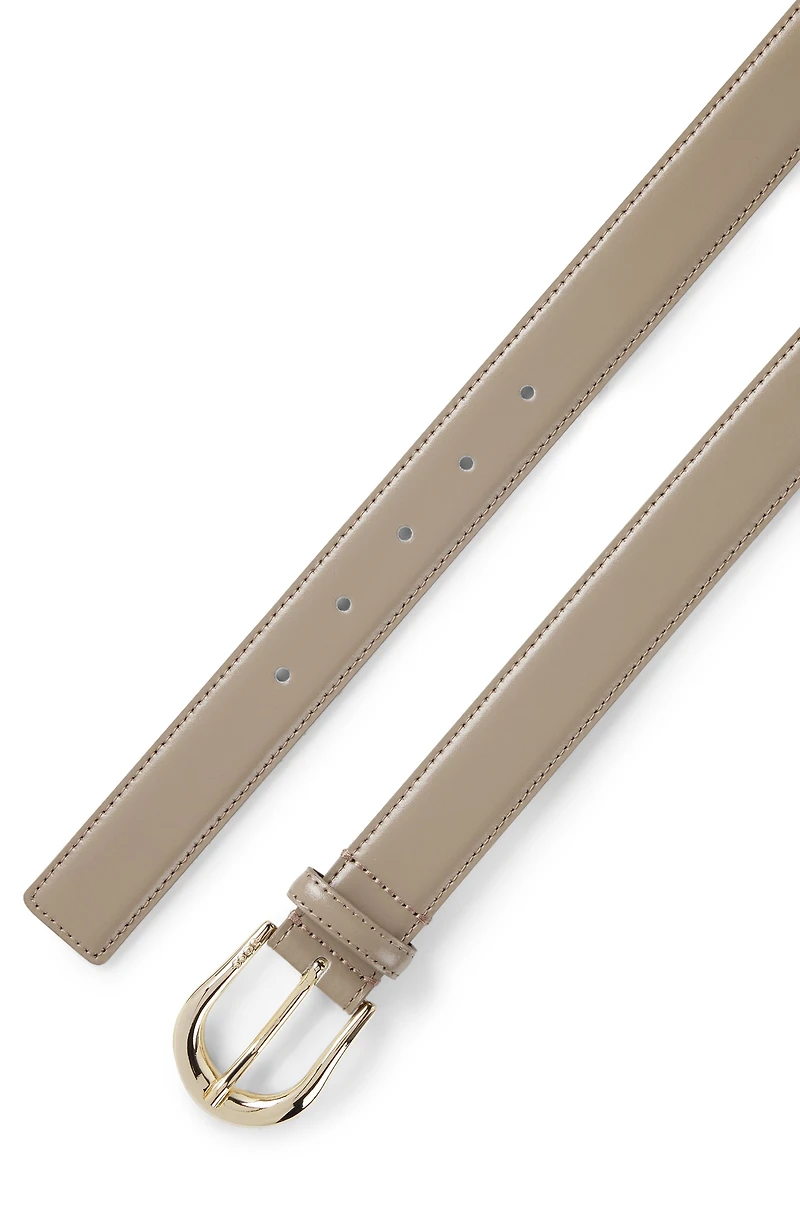 Italian-leather belt with logo buckle