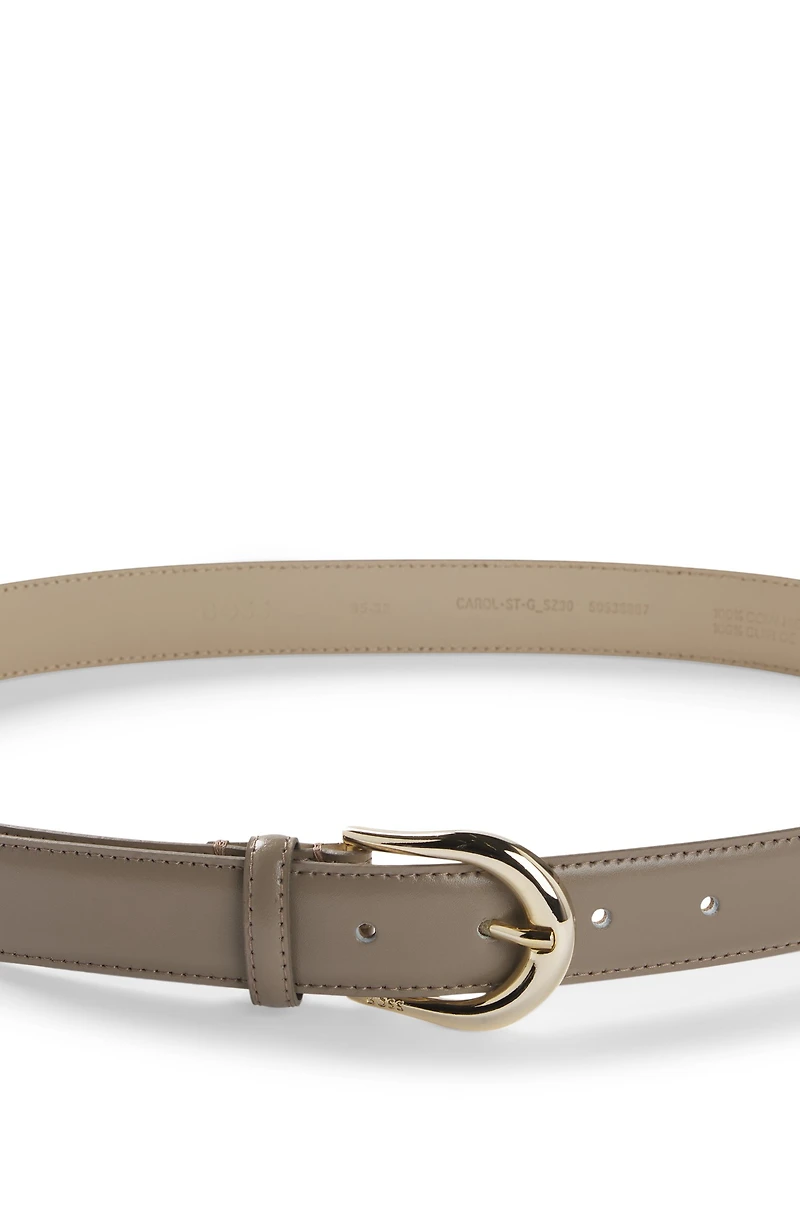 Italian-leather belt with logo buckle