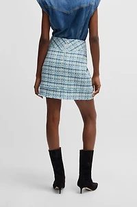 Slim-fit tweed mini skirt with fringing