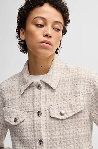 Cropped tweed jacket with metallic buttons
