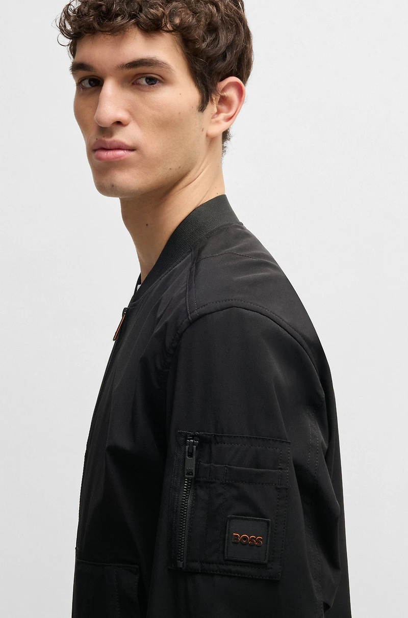 Softshell bomber jacket four-way stretch crinkle fabric