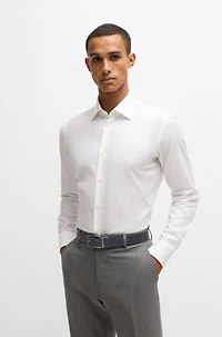 Reversible belt in grained and plain leather