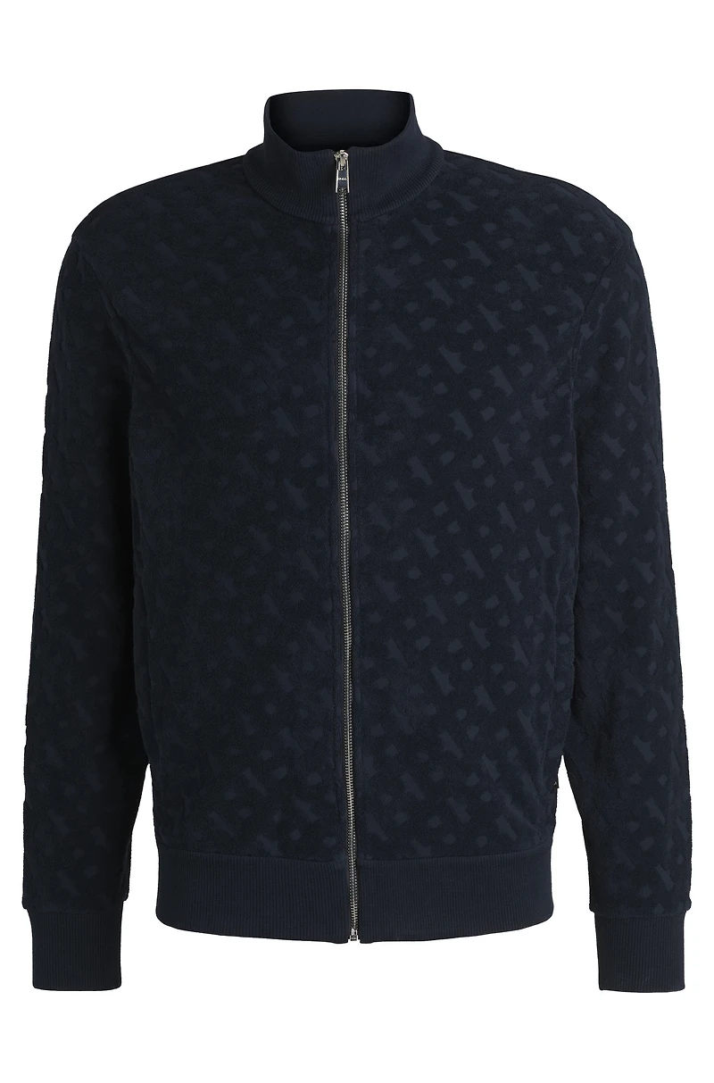 Zip-up sweatshirt cotton with tonal monograms