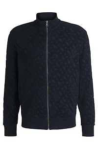 Zip-up sweatshirt cotton with tonal monograms
