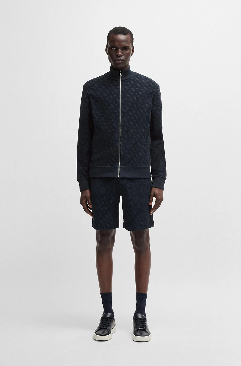 Zip-up sweatshirt cotton with tonal monograms