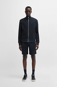 Zip-up sweatshirt cotton with tonal monograms