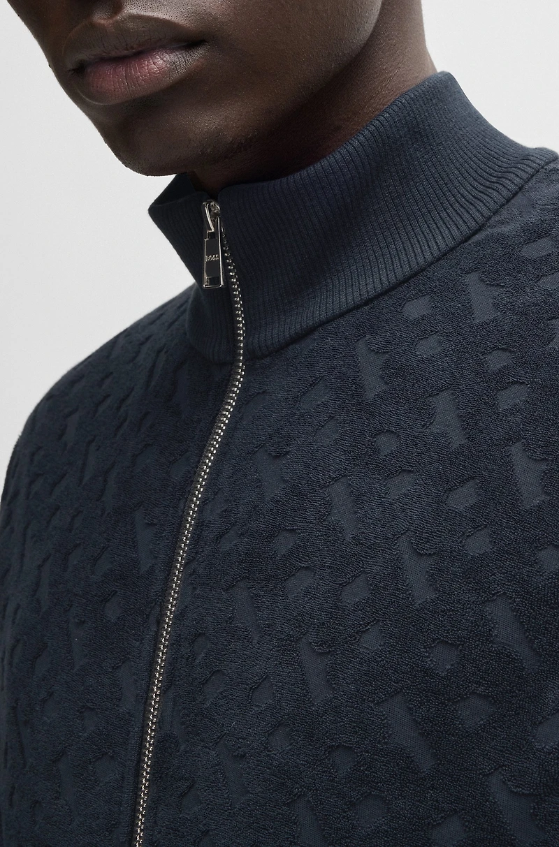 Zip-up sweatshirt cotton with tonal monograms