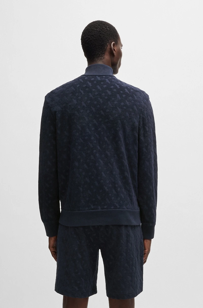 Zip-up sweatshirt cotton with tonal monograms