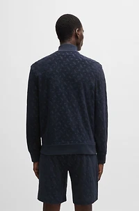 Zip-up sweatshirt cotton with tonal monograms