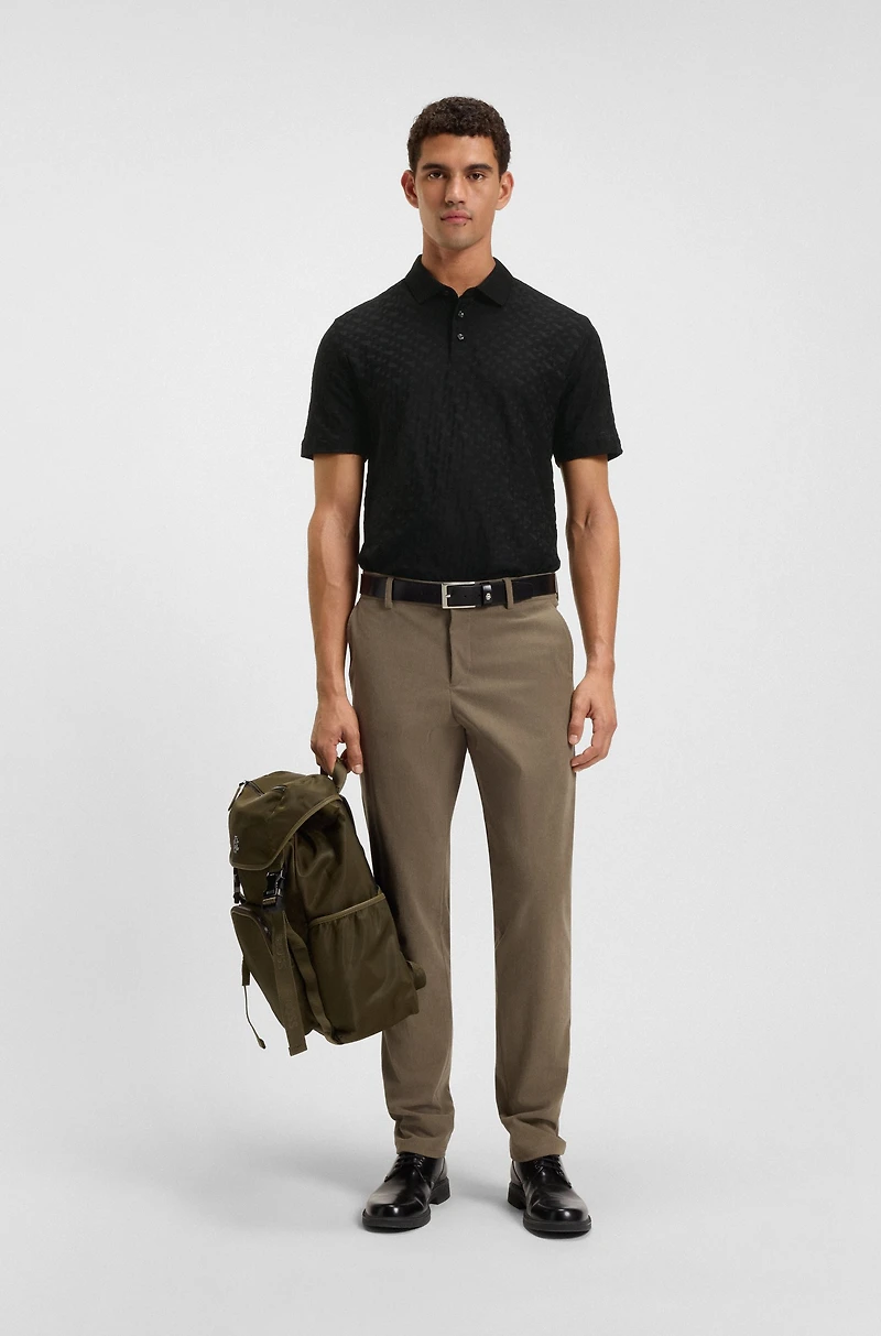Cotton polo shirt with tonal monogram jacquard