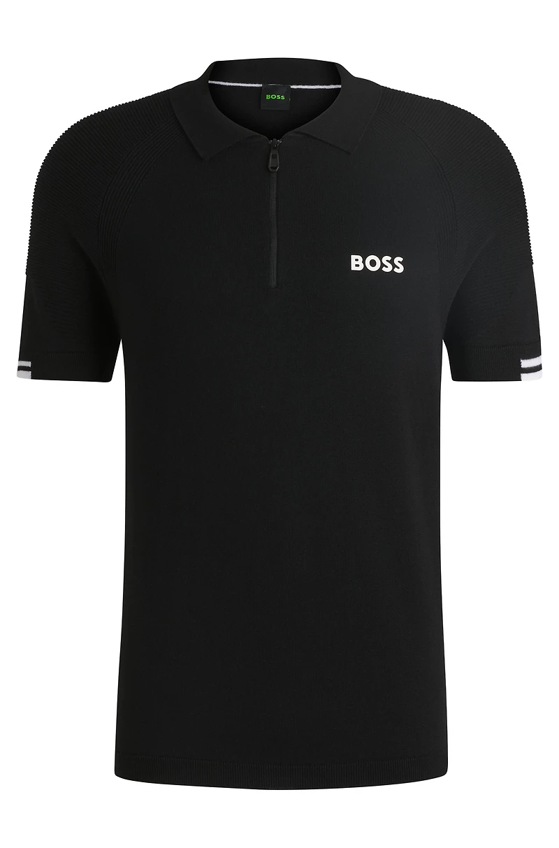 Active slim-fit knit polo with moisture management