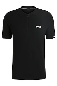 Active slim-fit knit polo with moisture management