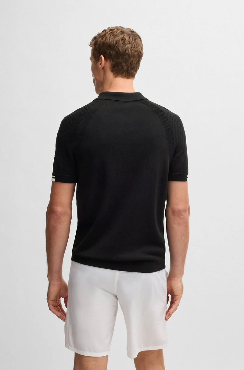 Active slim-fit knit polo with moisture management
