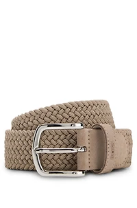 Woven belt with suede trims