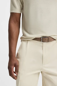 Suede belt with logo-engraved gunmetal buckle