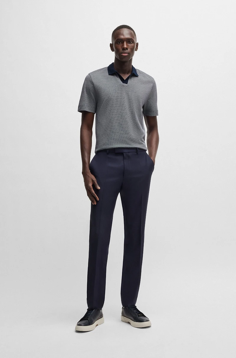 Dot-pattern polo shirt cotton and silk
