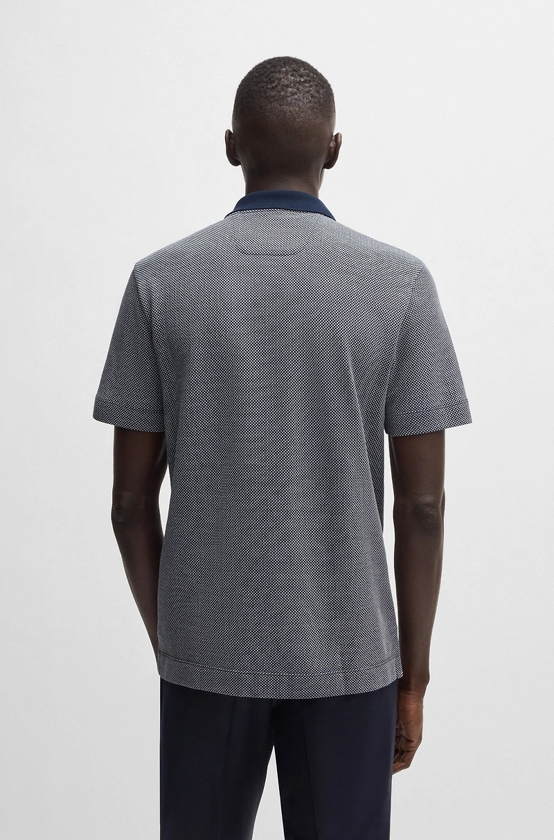 Dot-pattern polo shirt cotton and silk