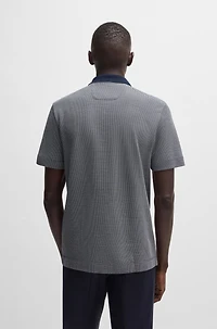 Dot-pattern polo shirt cotton and silk