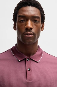 Cotton-silk polo shirt with stripe structure