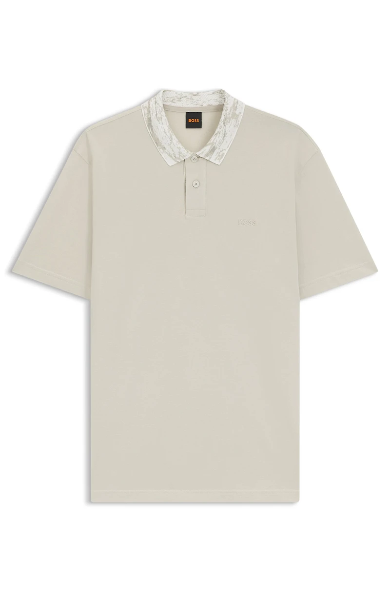 Relaxed-fit cotton-piqué polo shirt with collar artwork
